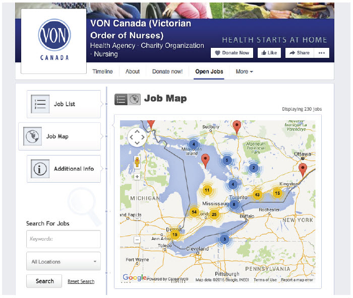 VON Facebook Careers Tab